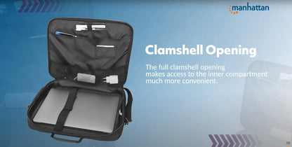 Manhattan Cambridge Clamshell Laptop Bag 15.6 Inches Black