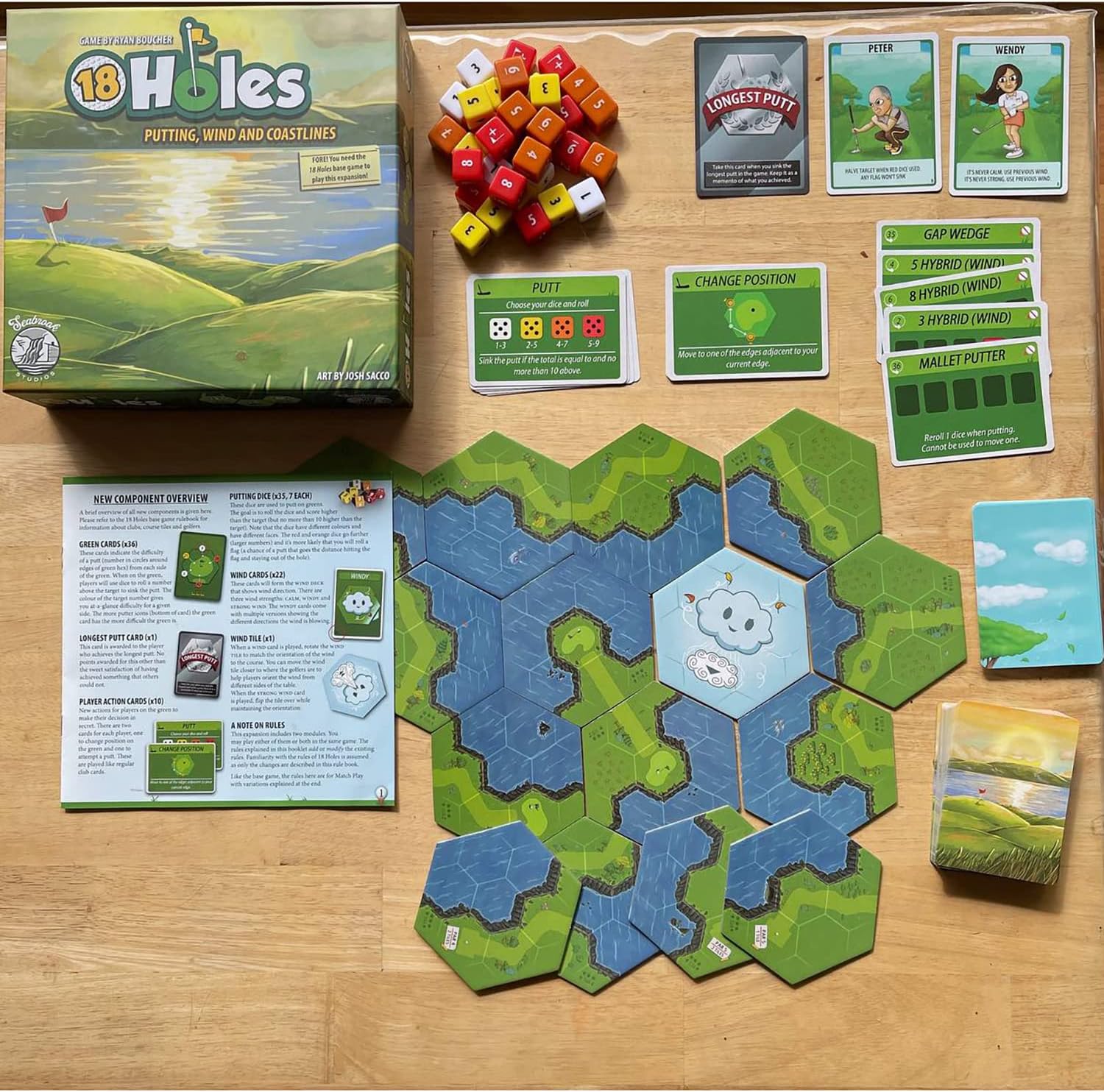 18 Holes: Putting, Wind & Coastlines Expansion - Golf Course Board Game, Seabrook Studios, for 1st & 2nd Editions