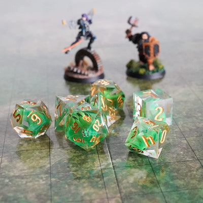 FanRoll by Metallic Dice Games Sharp Edge Resin DND Dice Set: Frog Dice, Role Playing Game Dice for Dungeons and Dragons