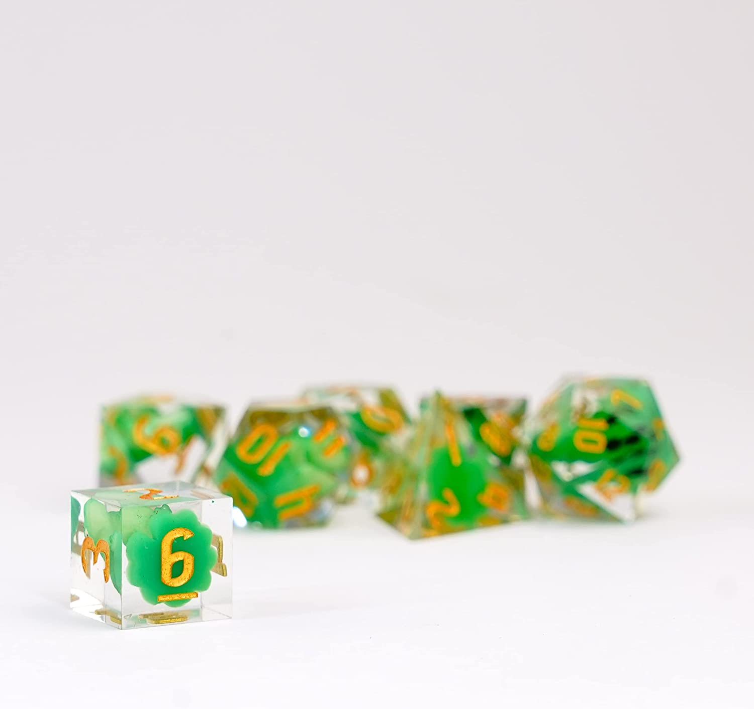 FanRoll by Metallic Dice Games Sharp Edge Resin DND Dice Set: Frog Dice, Role Playing Game Dice for Dungeons and Dragons