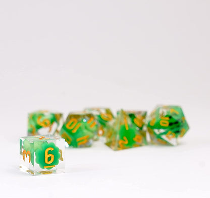 FanRoll by Metallic Dice Games Sharp Edge Resin DND Dice Set: Frog Dice, Role Playing Game Dice for Dungeons and Dragons