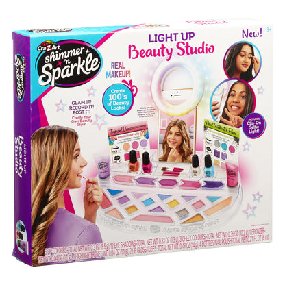 Shimmer and Sparkle Estudio de Belleza Iluminado con Anillo para Selfie, Juego de Maquillaje, Ideas de Regalo para niñas, Seguro y no tóxico, Multicolor, Medium (Larose Ind 17346