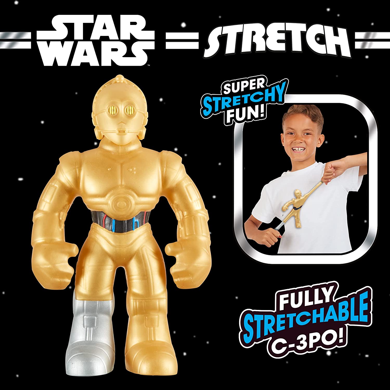 STRETCH STAR WARS C-3PO STRETCH TOY. STRETCH ARMSTRONG, AMAZING STRETCHY FUN. FULLY STRETCHABLE C-3PO. IDEAL PRESENT FOR GIRLS, BOYS & STAR WARS FANS