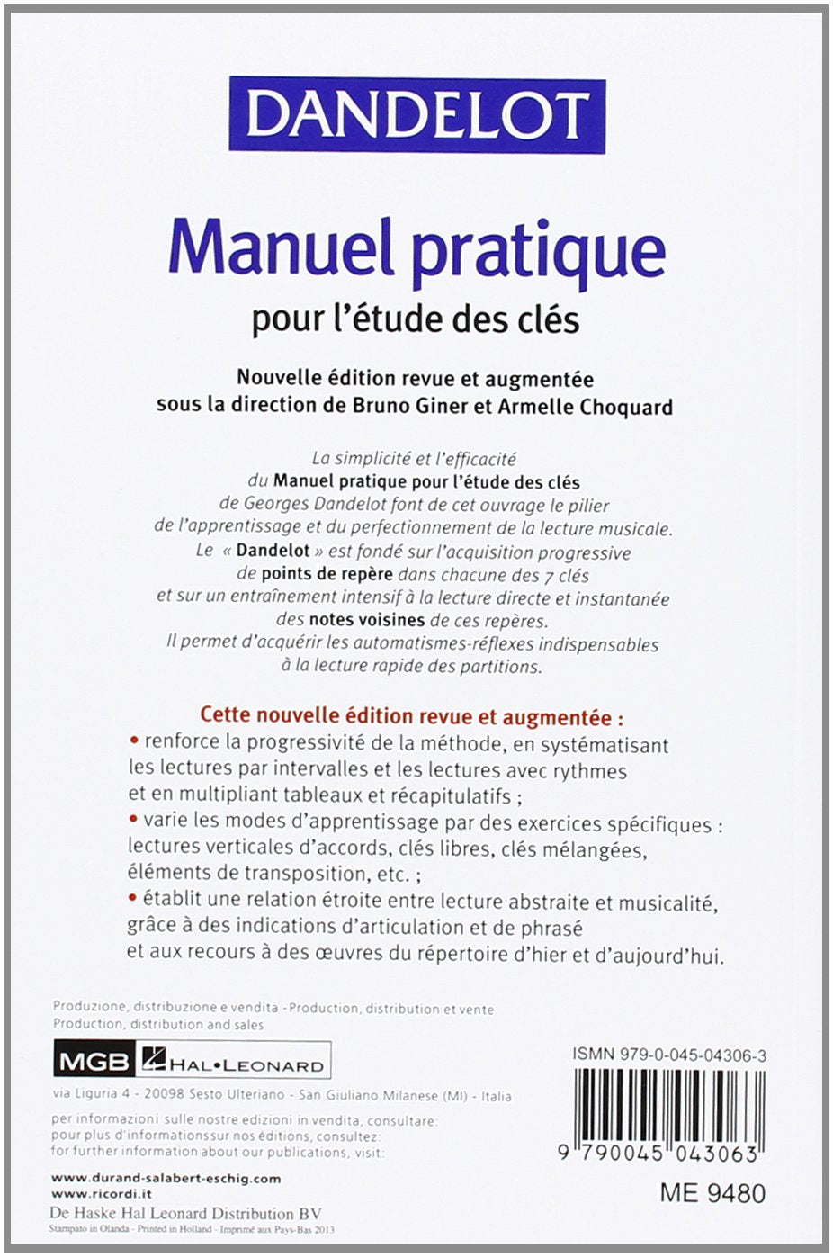 MANUEL PRATIQUE POUR L'ETUDE DES CLES - NOUVELLE VERSION (BLEUE)