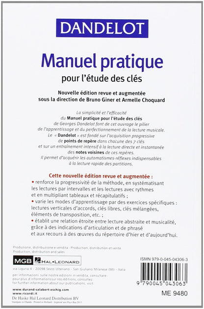 MANUEL PRATIQUE POUR L'ETUDE DES CLES - NOUVELLE VERSION (BLEUE)