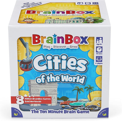 BrainBox Cities | Fun & Educational Card Game | Ages 8+ | 1+ Players | 10 Minutes Play Time