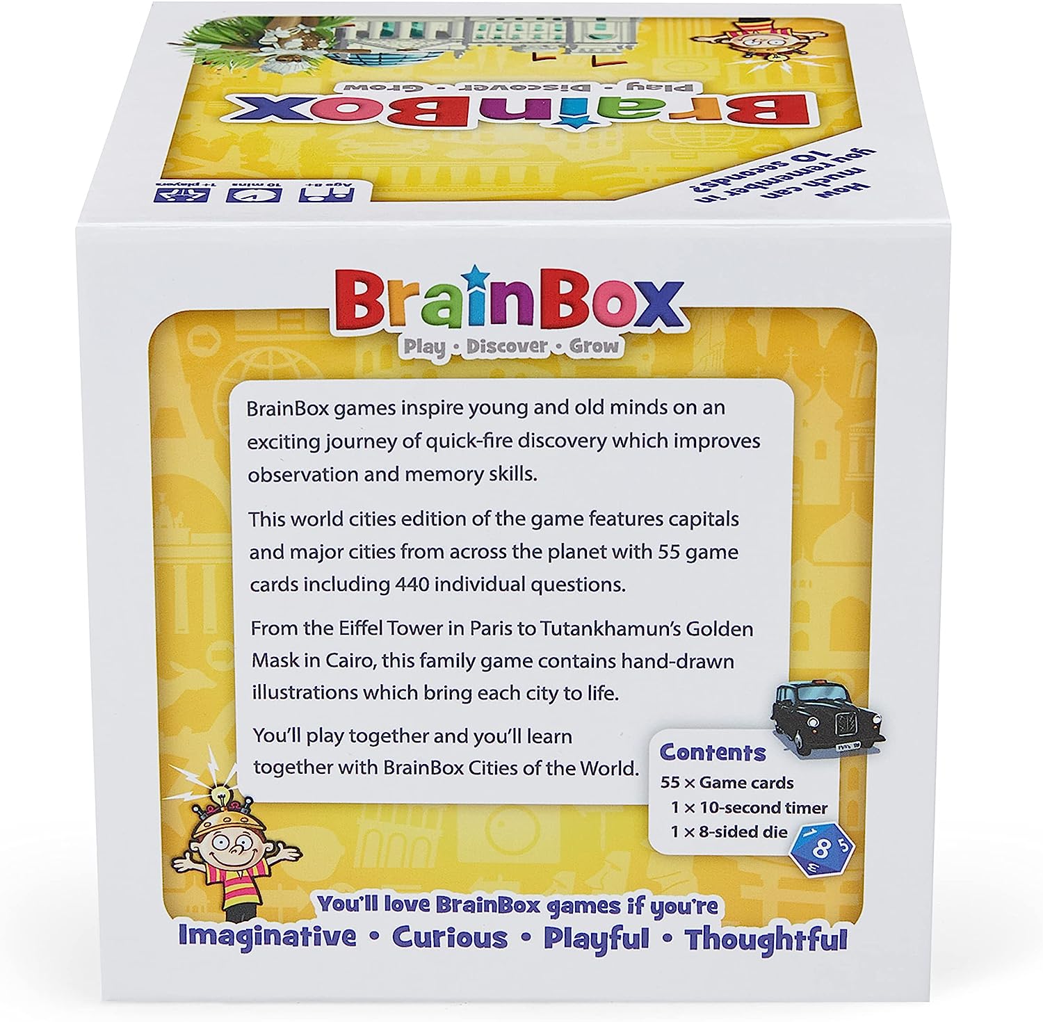 BrainBox Cities | Fun & Educational Card Game | Ages 8+ | 1+ Players | 10 Minutes Play Time