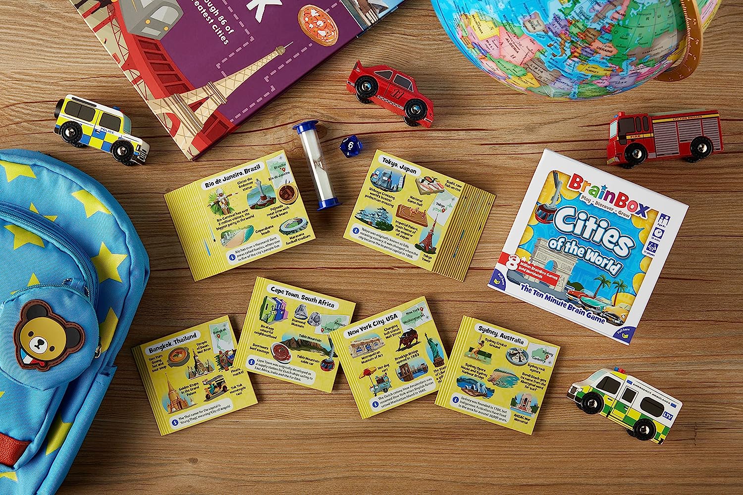 BrainBox Cities | Fun & Educational Card Game | Ages 8+ | 1+ Players | 10 Minutes Play Time