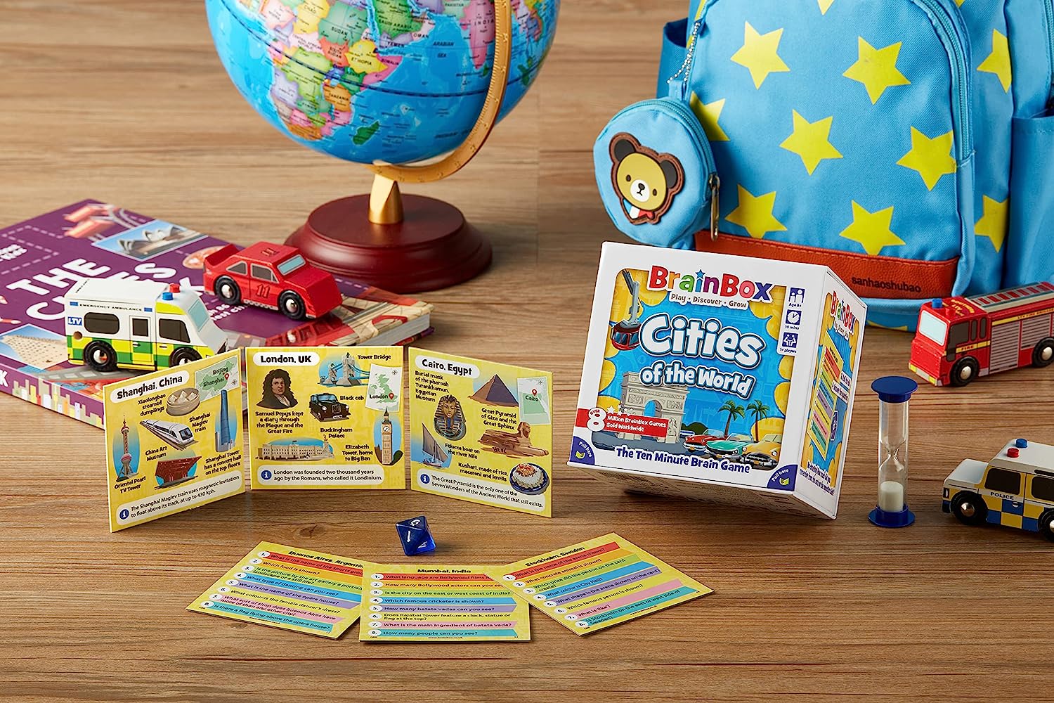 BrainBox Cities | Fun & Educational Card Game | Ages 8+ | 1+ Players | 10 Minutes Play Time