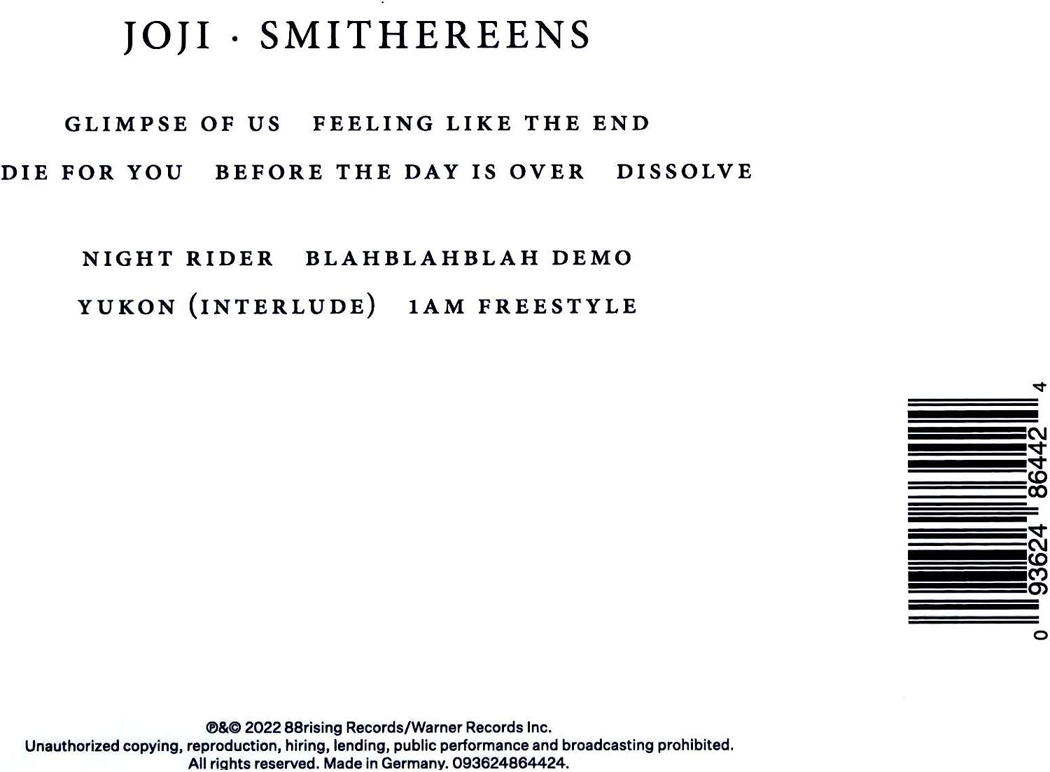 SMITHEREENS LTD.-JOJI