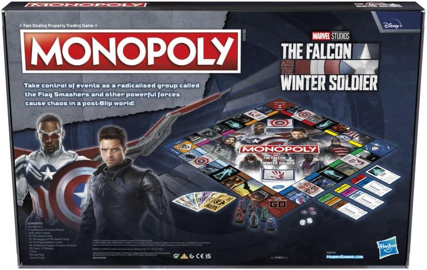 Monopoly: Marvel Studios' The Falcon and the Winter Soldier Edition Board Game for 2-6 Players for Ages 14 and Up, Multicolor