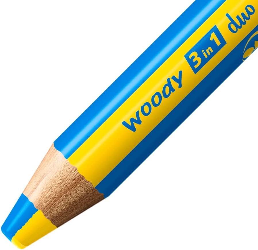 STABILO Multi-Talented Pencil Woody 3 in 1 Duo - Pack of 5 - Assorted Colours with Sharpener, Multicolor