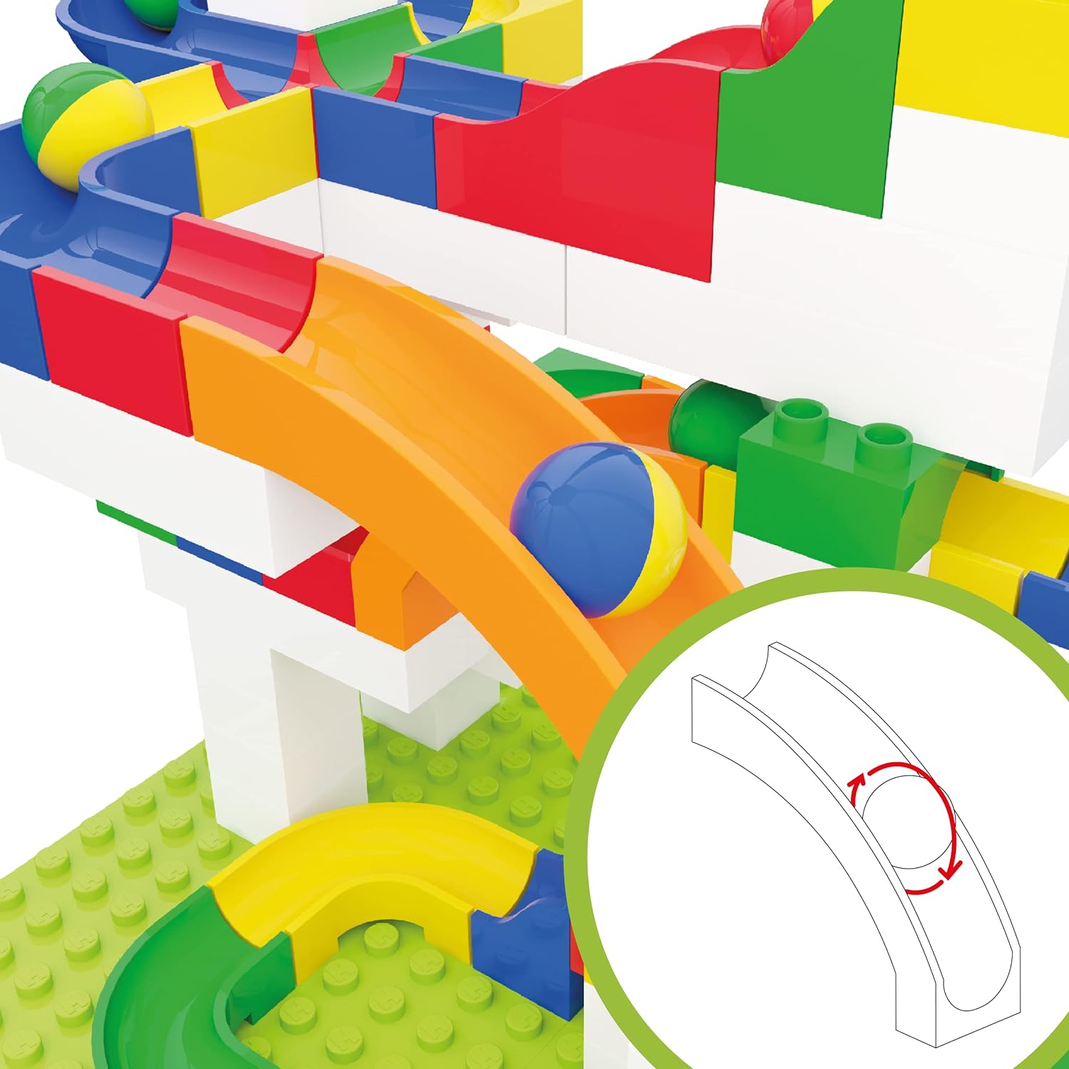Hubelino 420640 Marble Run Slide Expansion Set- 12 pieces-Compatible with popular building block system, for Ages 4 and Up (Made in Germany