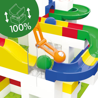 Hubelino 420657 Marble Run Gravity Hammer Expansion set- 6 pieces- Compatible with popular building block system, for Ages 4 and Up (Made in Germany