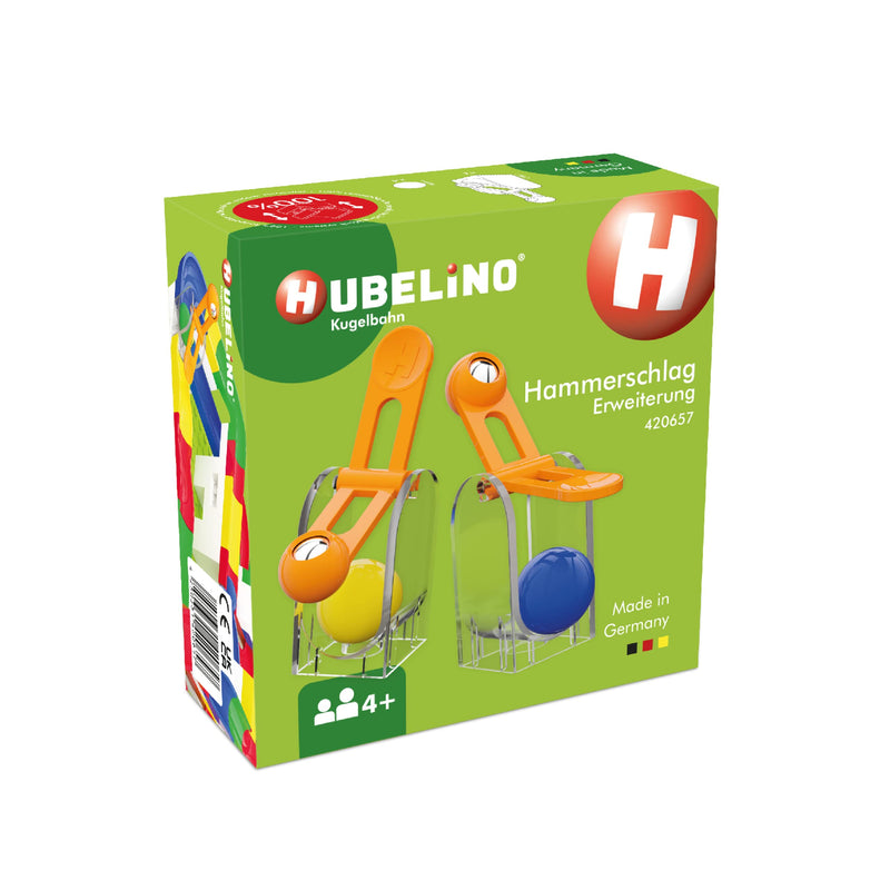 Hubelino 420657 Marble Run Gravity Hammer Expansion set- 6 pieces- Compatible with popular building block system, for Ages 4 and Up (Made in Germany