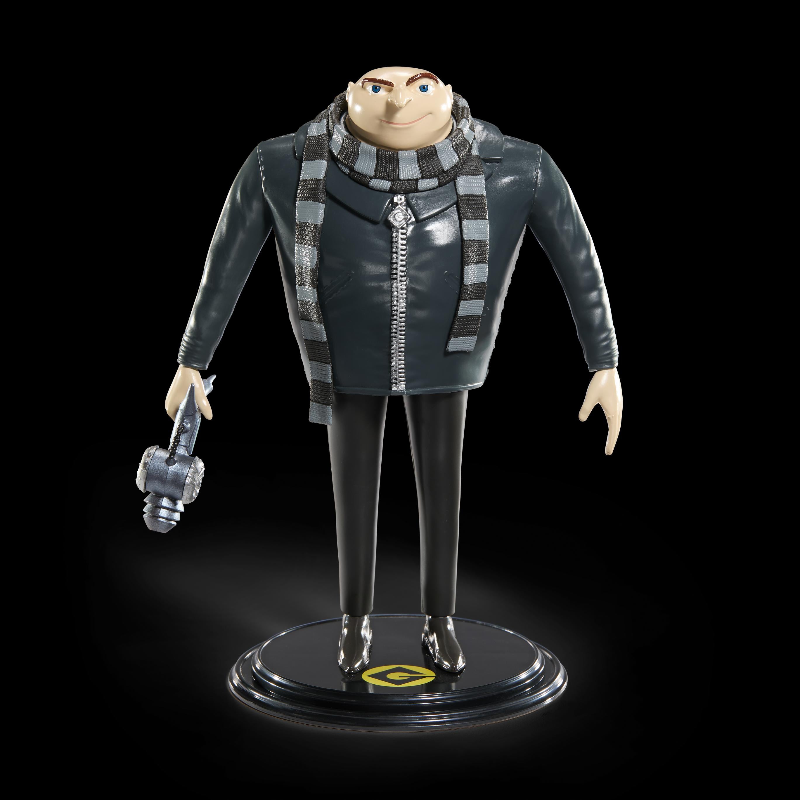 BendyFigs The Noble Collection Minions Gru - Noble Toys 16cm Bendable Posable Collectible Doll Figure With Stand and Mini Accessory