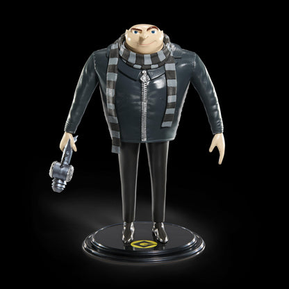 BendyFigs The Noble Collection Minions Gru - Noble Toys 16cm Bendable Posable Collectible Doll Figure With Stand and Mini Accessory