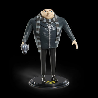 BendyFigs The Noble Collection Minions Gru - Noble Toys 16cm Bendable Posable Collectible Doll Figure With Stand and Mini Accessory