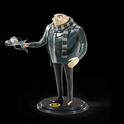 BendyFigs The Noble Collection Minions Gru - Noble Toys 16cm Bendable Posable Collectible Doll Figure With Stand and Mini Accessory