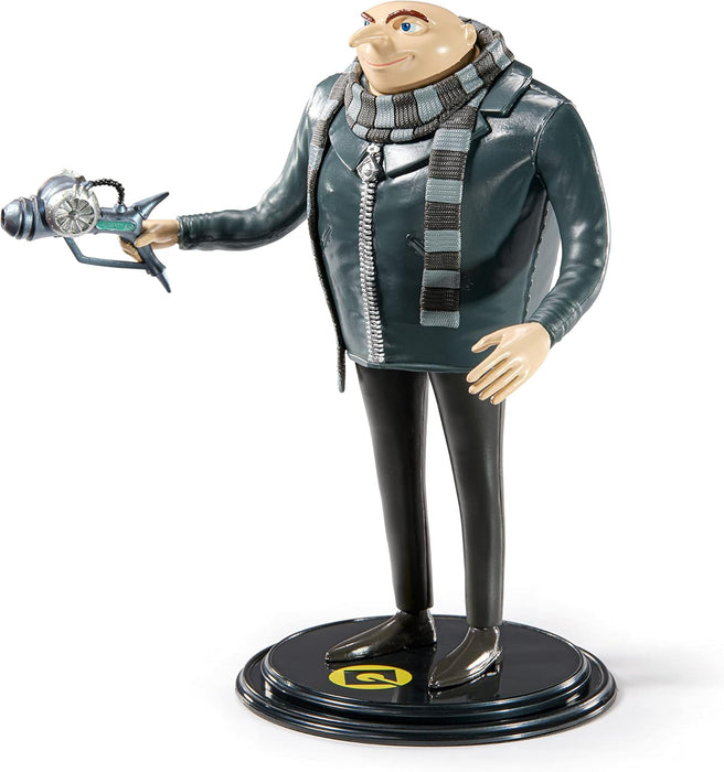 BendyFigs The Noble Collection Minions Gru - Noble Toys 16cm Bendable Posable Collectible Doll Figure With Stand and Mini Accessory