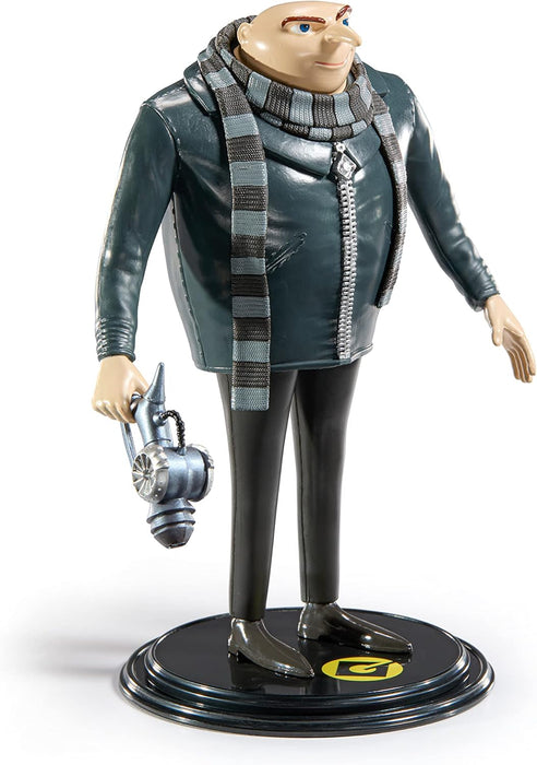 BendyFigs The Noble Collection Minions Gru - Noble Toys 16cm Bendable Posable Collectible Doll Figure With Stand and Mini Accessory