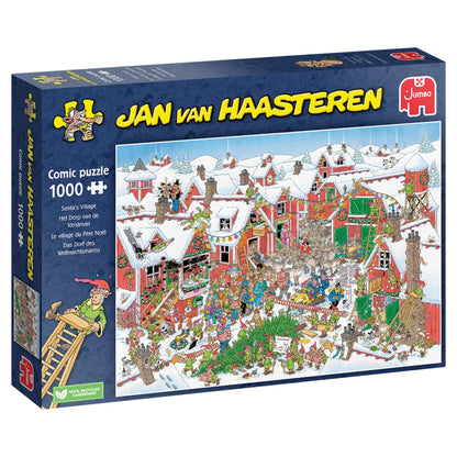 Jan Van Haasteren Santa's Village - 1000 Piece Adults Puzzle & Comic Puzzle - Large Jigsaw Puzzle for Adults - 100% Recycled Cardboard 1000Pc Jigsaw - Fun Festive Puzzle with Snowy Christmas Scene