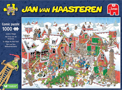 Jan Van Haasteren Santa's Village - 1000 Piece Adults Puzzle & Comic Puzzle - Large Jigsaw Puzzle for Adults - 100% Recycled Cardboard 1000Pc Jigsaw - Fun Festive Puzzle with Snowy Christmas Scene