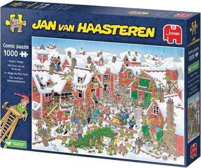 Jan Van Haasteren Santa's Village - 1000 Piece Adults Puzzle & Comic Puzzle - Large Jigsaw Puzzle for Adults - 100% Recycled Cardboard 1000Pc Jigsaw - Fun Festive Puzzle with Snowy Christmas Scene