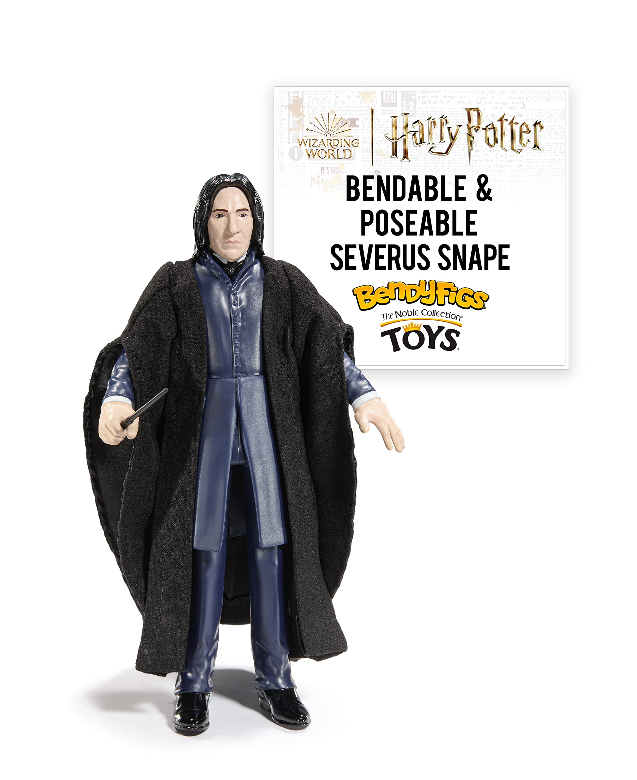 BendyFigs The Noble Collection Harry Potter - Severus Snape - Noble Toys 16cm Bendable Posable Collectible Doll Figure With Stand and Mini Accessory