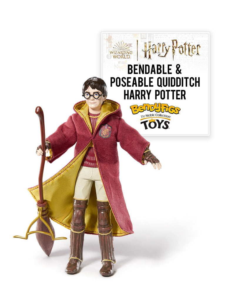 BendyFigs The Noble Collection Harry Potter - Harry Potter Quidditch - Noble Toys 16cm Bendable Posable Collectible Doll Figure With Stand and Mini Accessory