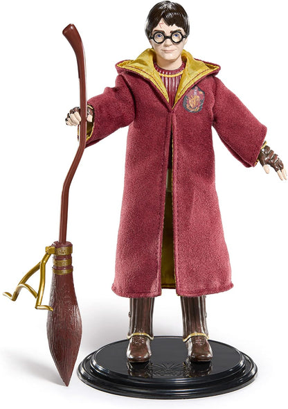 BendyFigs The Noble Collection Harry Potter - Harry Potter Quidditch - Noble Toys 16cm Bendable Posable Collectible Doll Figure With Stand and Mini Accessory