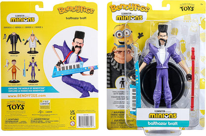 BendyFigs The Noble Collection Minions Balthazar - Noble Toys 19cm Bendable Posable Collectible Doll Figure With Stand and Mini Accessory