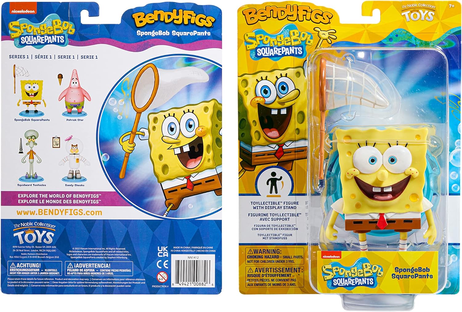 BendyFigs The Noble Collection Spongebob Squarepants Spongebob - Noble Toys 16cm Bendable Posable Collectible Doll Figure with Stand and Mini Accessory