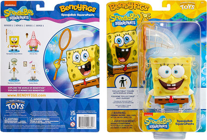 BendyFigs The Noble Collection Spongebob Squarepants Spongebob - Noble Toys 16cm Bendable Posable Collectible Doll Figure with Stand and Mini Accessory