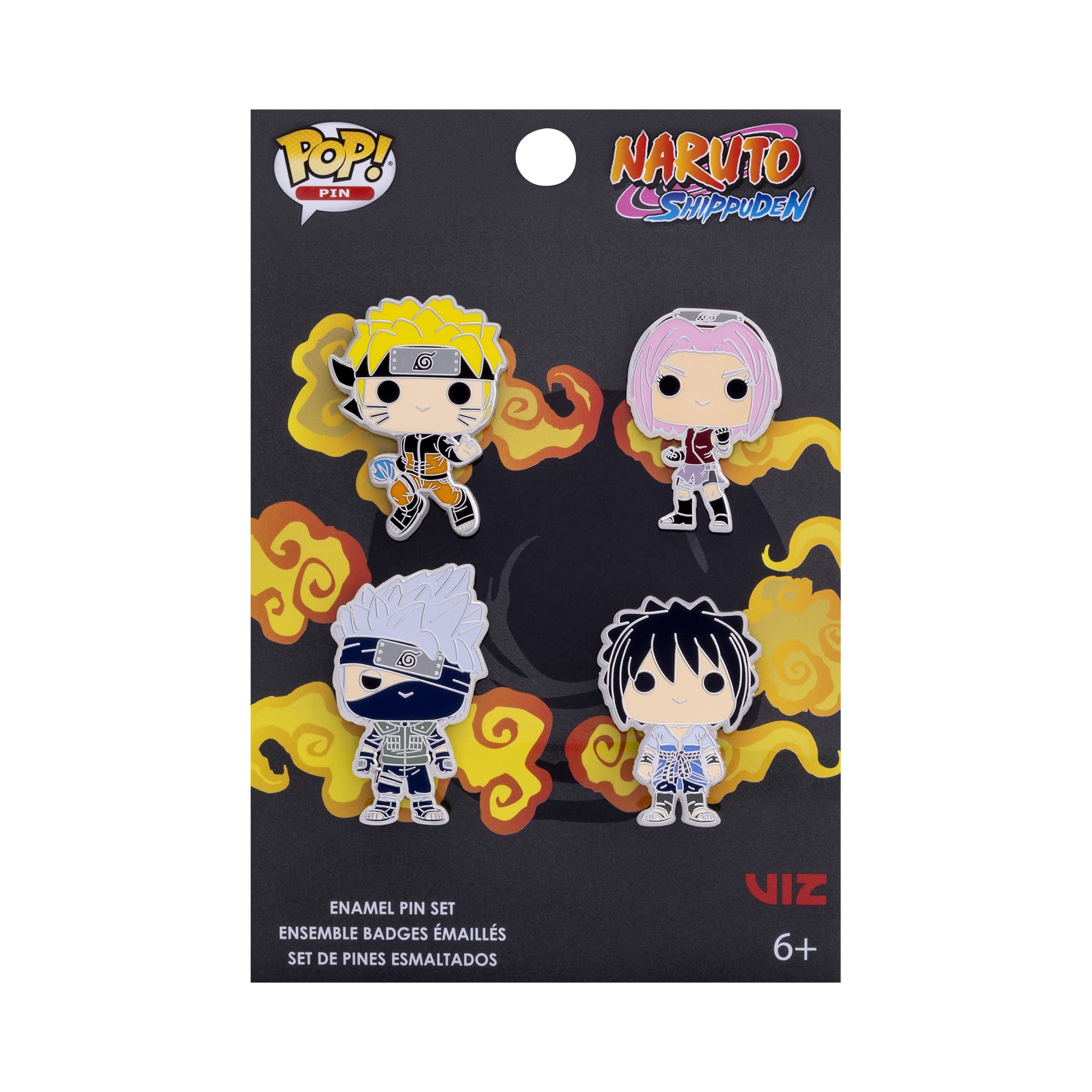 Loungefly POP! 4 Pack PIN SET: NARUTO - Naruto - TEAM 7 - Naruto Enamel Pins - Cute Collectable Novelty Brooch - for Backpacks & Bags - Gift Idea - Official Merchandise - Anime Fans