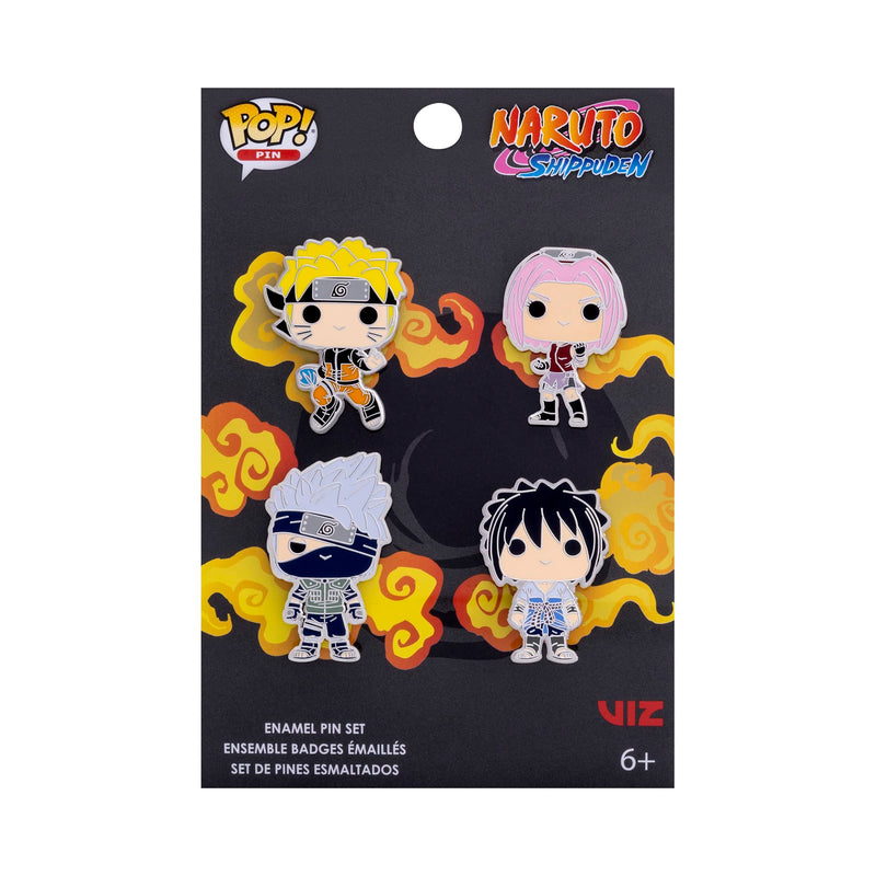 Loungefly POP! 4 Pack PIN SET: NARUTO - Naruto - TEAM 7 - Naruto Enamel Pins - Cute Collectable Novelty Brooch - for Backpacks & Bags - Gift Idea - Official Merchandise - Anime Fans