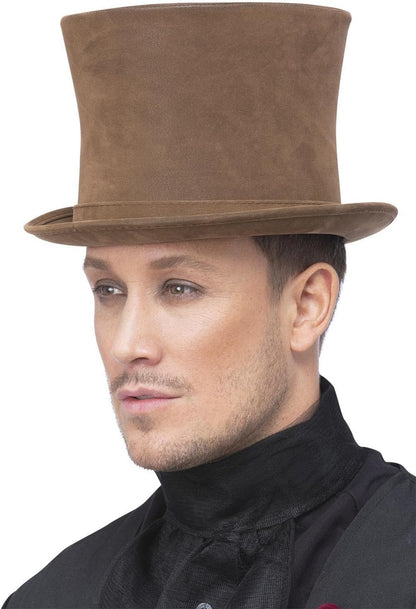 Smiffys Deluxe Authentic Victorian Top Hat, Brown