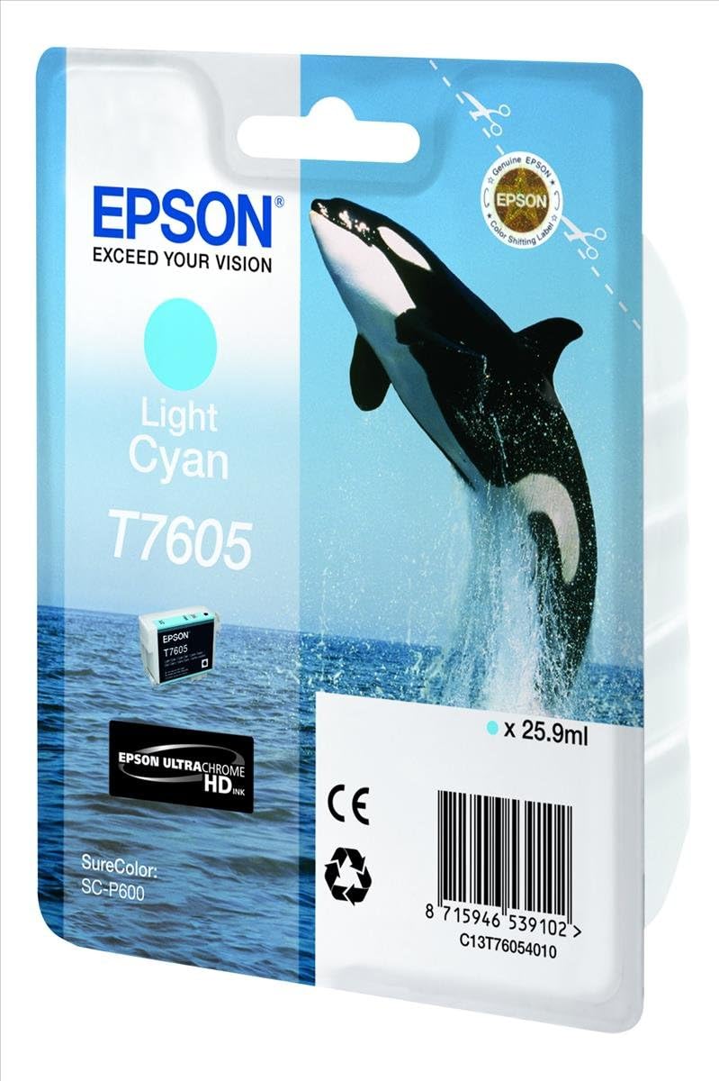 Epson C13T76054010 T7605 Ink Cartridge, Light Cyan, Genuine