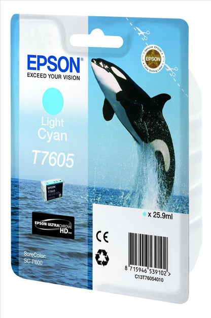 Epson C13T76054010 T7605 Ink Cartridge, Light Cyan, Genuine