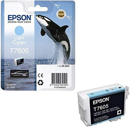 Epson C13T76054010 T7605 Ink Cartridge, Light Cyan, Genuine