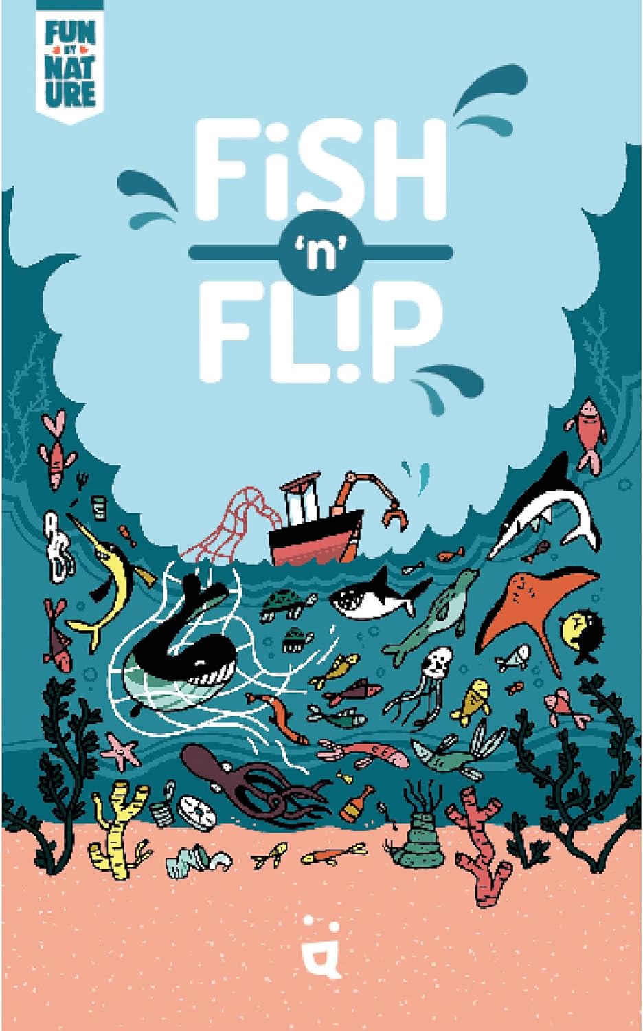 Helvetiq Fish 'N' Flip Card Game | Ocean Themed Strategy Game | Cooperative Game | Fun Family Game for Kids and Adults | Ages 7+ | 1-4 Players | Average Playtime 20 Minutes | Made