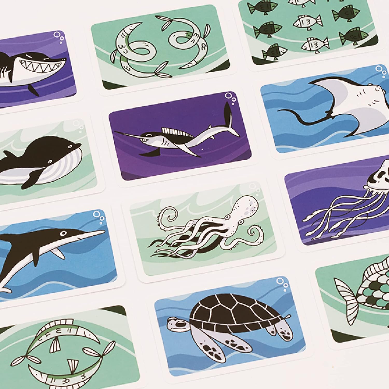 Helvetiq Fish 'N' Flip Card Game | Ocean Themed Strategy Game | Cooperative Game | Fun Family Game for Kids and Adults | Ages 7+ | 1-4 Players | Average Playtime 20 Minutes | Made