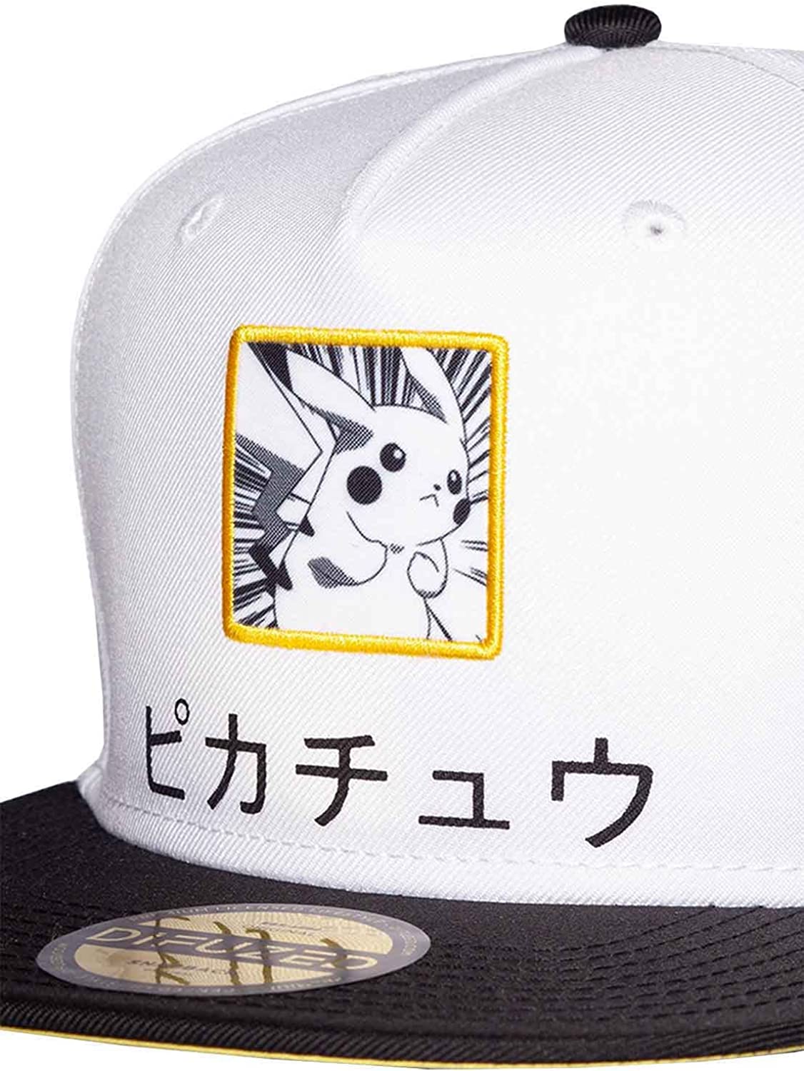 Pokemon Cappellino Baseball Pikachu Logo Giapponese Ufficiale Bianco Snapback