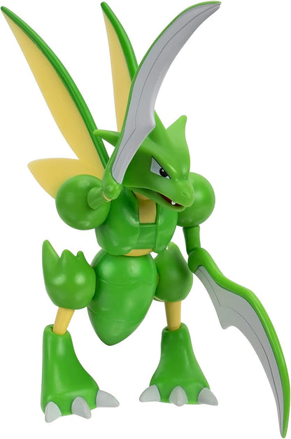Pokémon PKW0167 Pokemon Feature 4.5-Inch Scyther Battle Figure with Chop Attack Arms, Multi