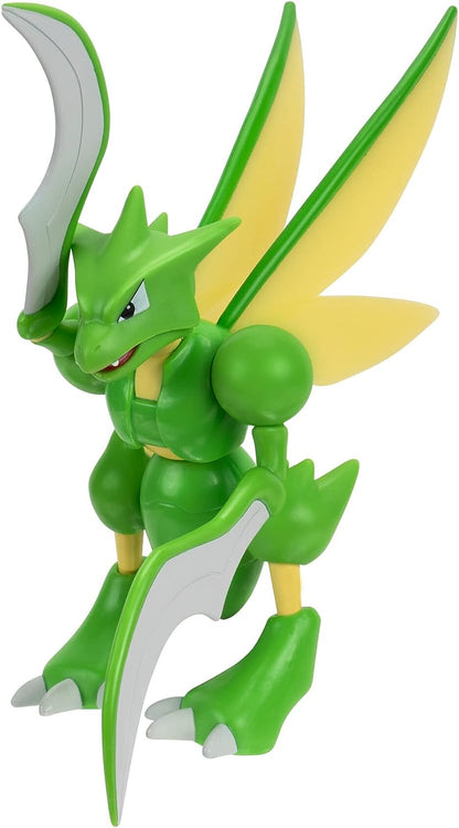 Pokémon PKW0167 Pokemon Feature 4.5-Inch Scyther Battle Figure with Chop Attack Arms, Multi