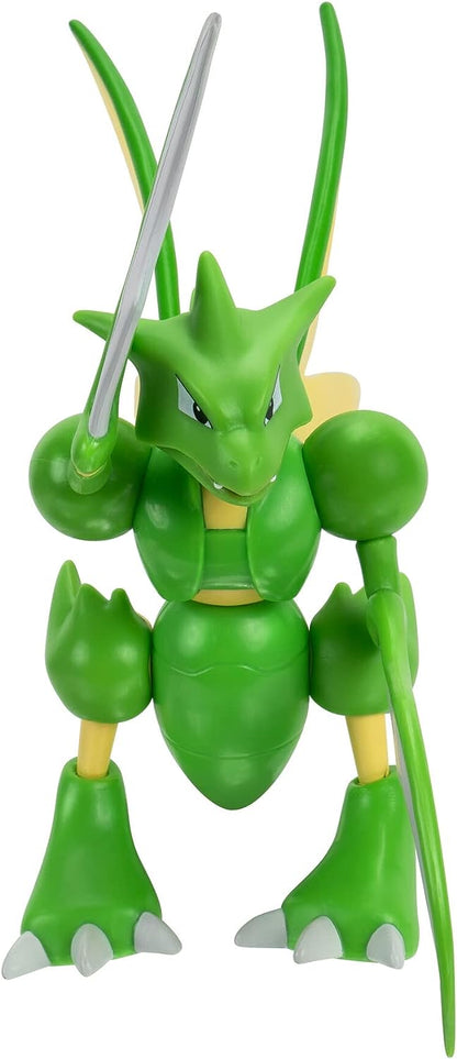 Pokémon PKW0167 Pokemon Feature 4.5-Inch Scyther Battle Figure with Chop Attack Arms, Multi