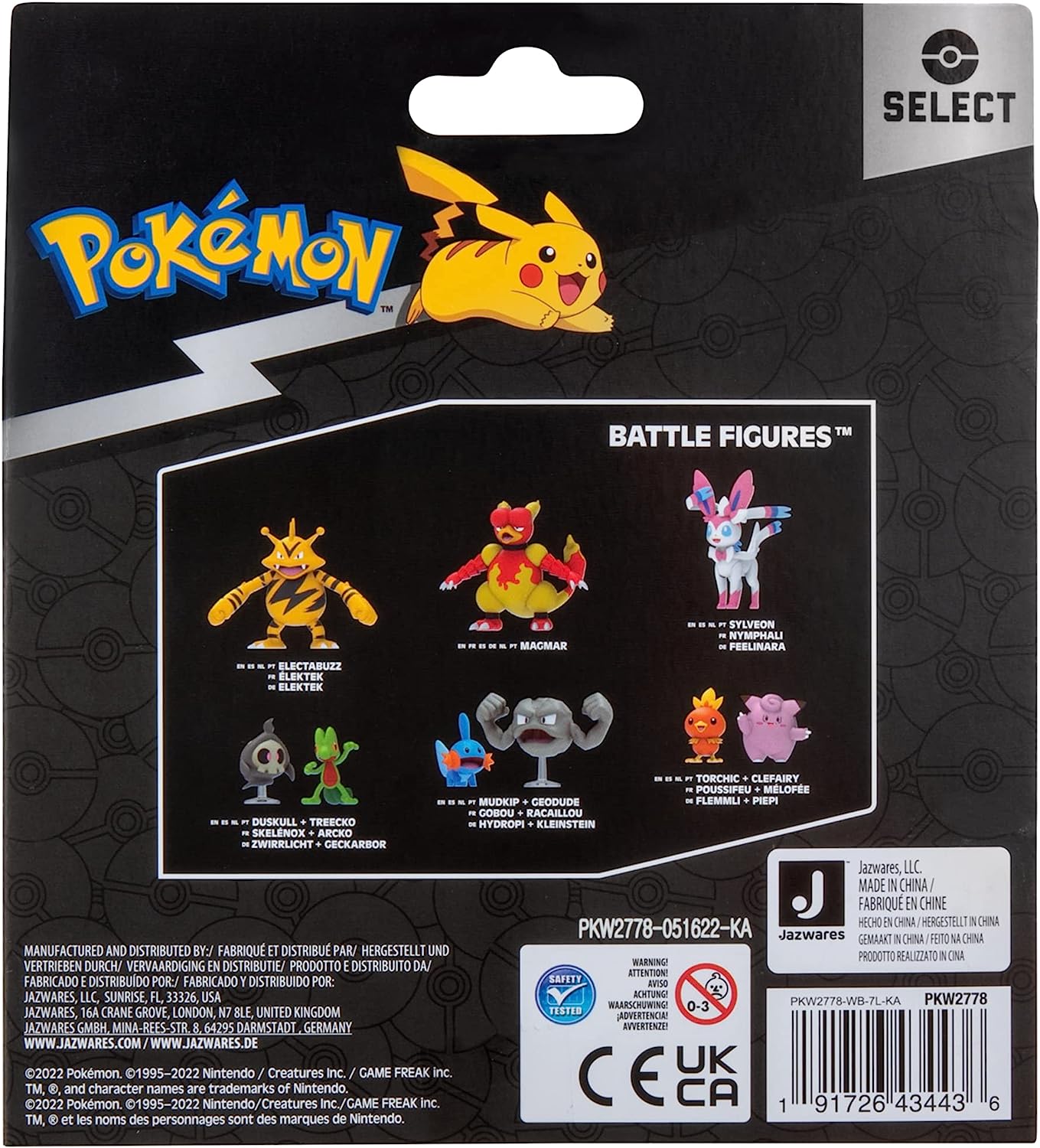 Pokemon PKW2778 Select 3 Pack-Features Pichu and Pikachu and 3-Inch Raichu Battle Figures, Pokemon-Evolution Multipack-Style 2