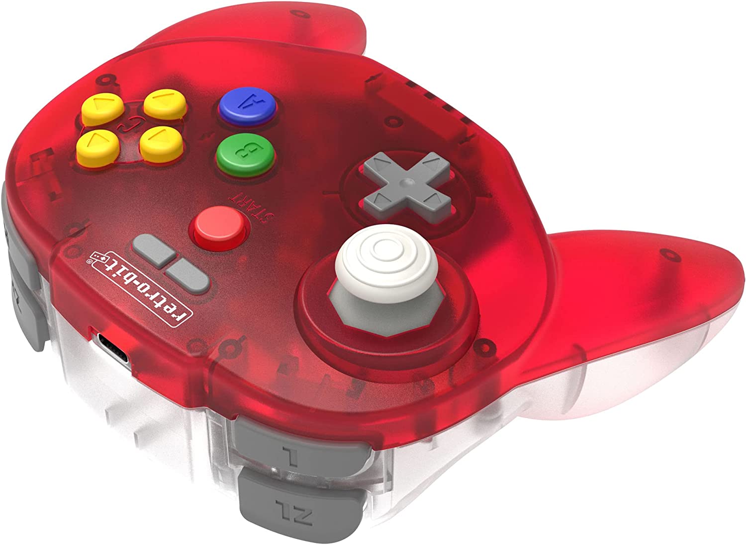 Retro-Bit Tribute64 2.4Ghz Wireless Controller For N64, Switch, PC, Mac and Other USB Devices - Clear Red (Nintendo Switch//