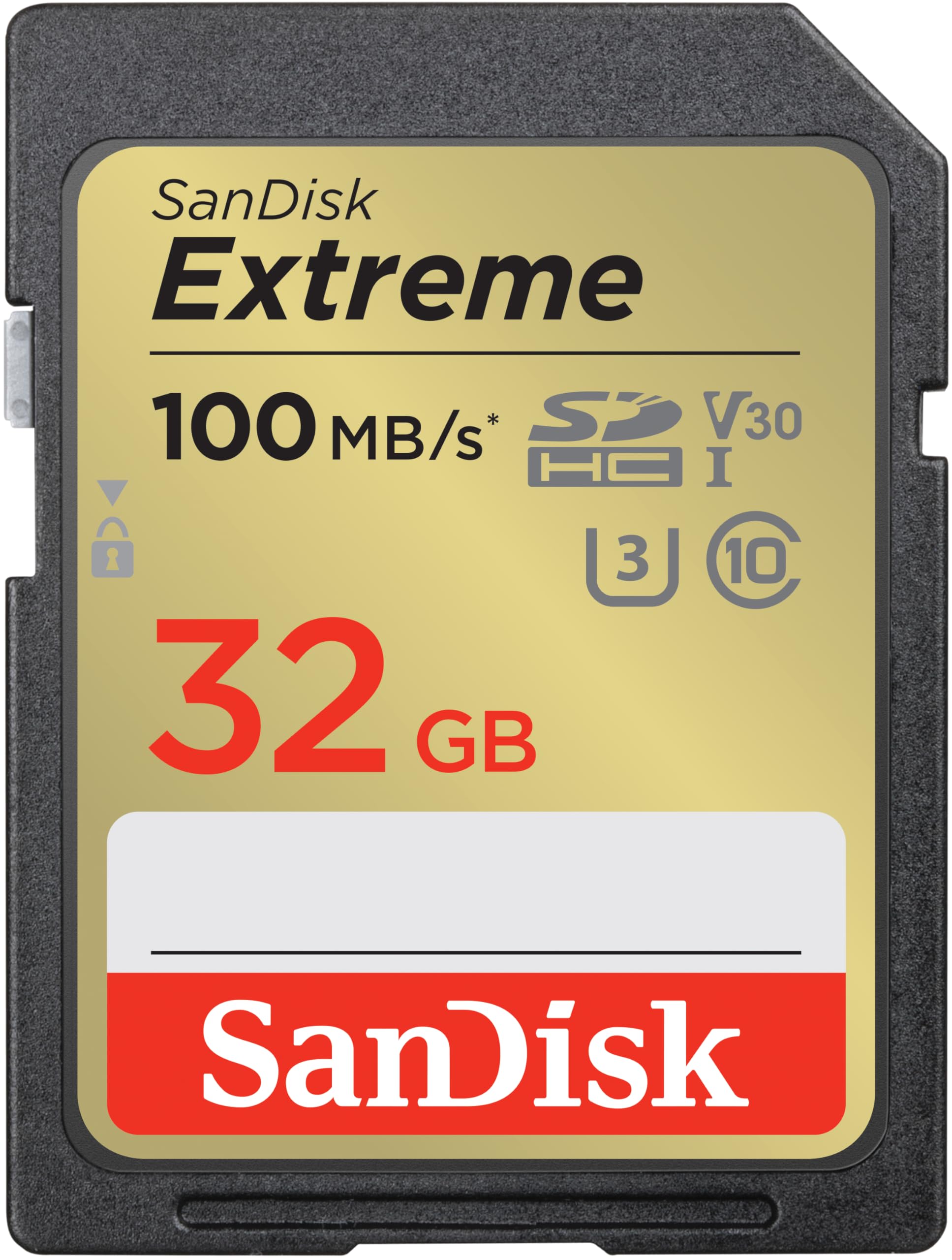 SanDisk Extreme SDHC UHS-I Speicherkarte 32 GB (V30, 100 MB/s Übertragung, U3, 4K UHD Videos, wasserdicht, stoßfest, temperaturbeständig