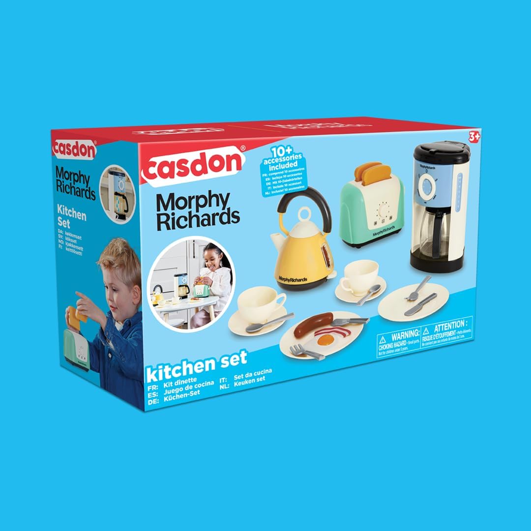 Casdon Morphy Richards Toys. Complete Kitchen Set. Toy Appliance Playset for Kids with Toaster, Coffee Maker, Kettle, Play Food and More. For Children Aged 3+